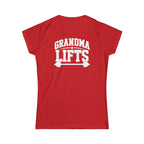 Grandma Lifts - Women's Softstyle Tee - White Logo Front & Back