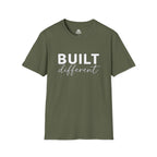 Built Different Unisex Softstyle T-Shirt — Front White Logo