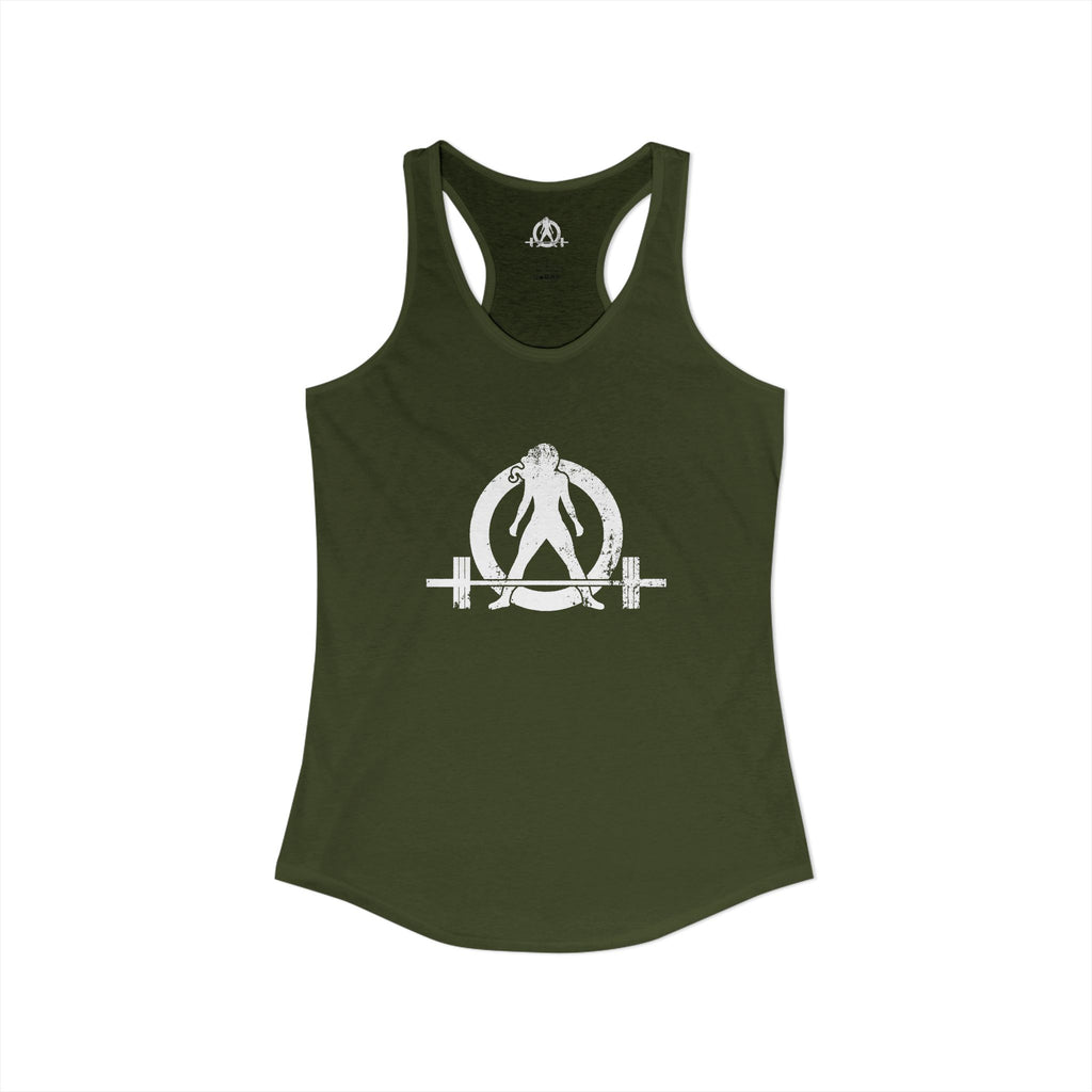 I Could Squat You - Women's Ideal Racerback Tank - White Logo Front & Back