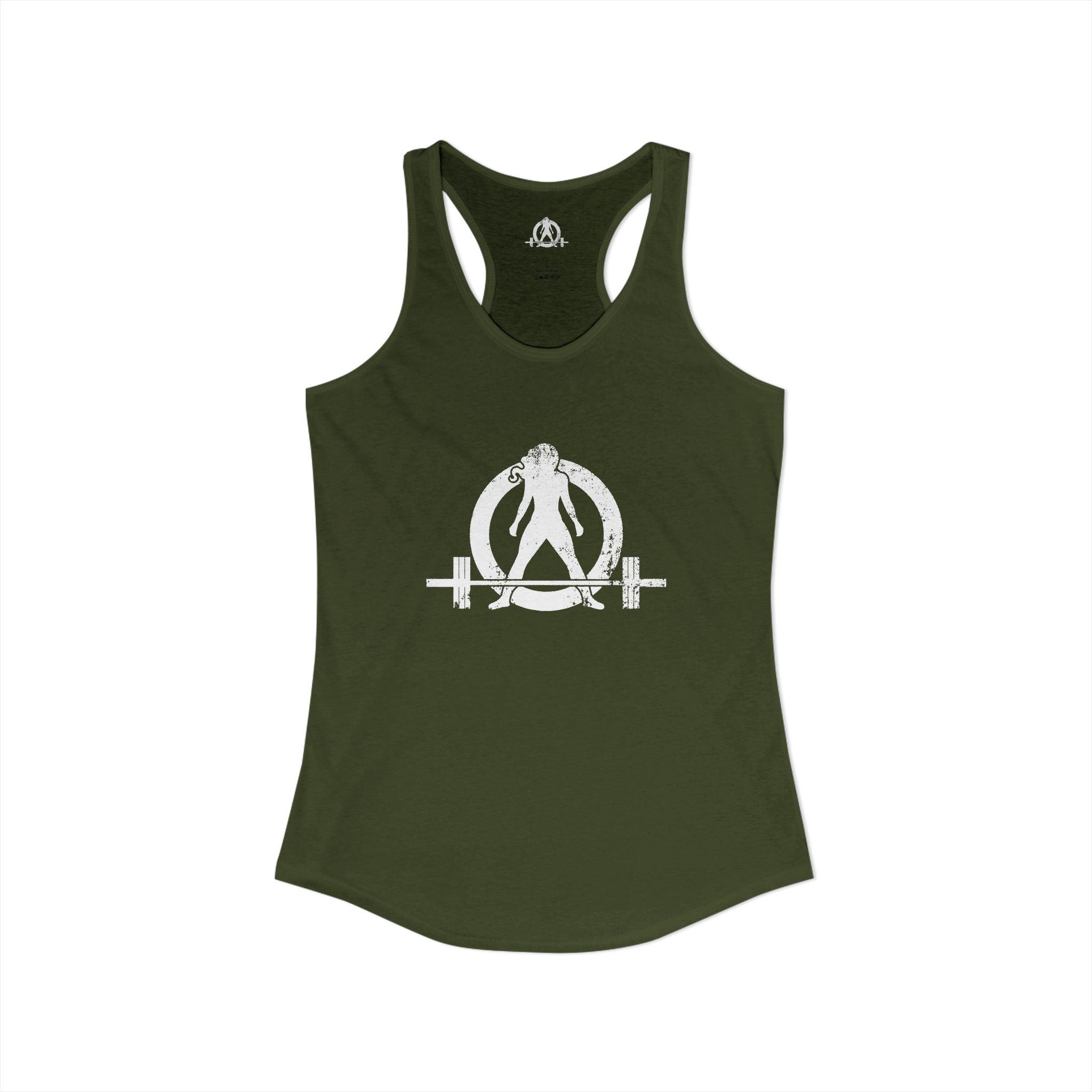 I Could Squat You - Women's Ideal Racerback Tank - White Logo Front & Back