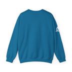 She is STRONG - Unisex Heavy Blend™ Crewneck Sweatshirt - Front White Logo - Plain Back