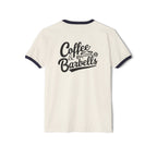 Coffee & Barbells  - Unisex Cotton Ringer T-Shirt - Black Logo Front & Back