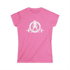 Lift Heavy Shit - Women's Softstyle Tee - White Distressed Logo + Print On Back