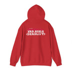 Good Girls Tone Bad Girls Deadlift - Distressed White Dark Logo - Unisex Heavy Blend Hooded Sweatshirt