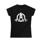 Good Girls Tone, Bad Girls Deadlift - Distressed White Logo - Women's Softstyle Tee