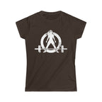 Good Girls Tone, Bad Girls Deadlift - Distressed White Logo - Women's Softstyle Tee