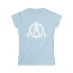 Good Girls Tone, Bad Girls Deadlift - Distressed White Logo - Women's Softstyle Tee