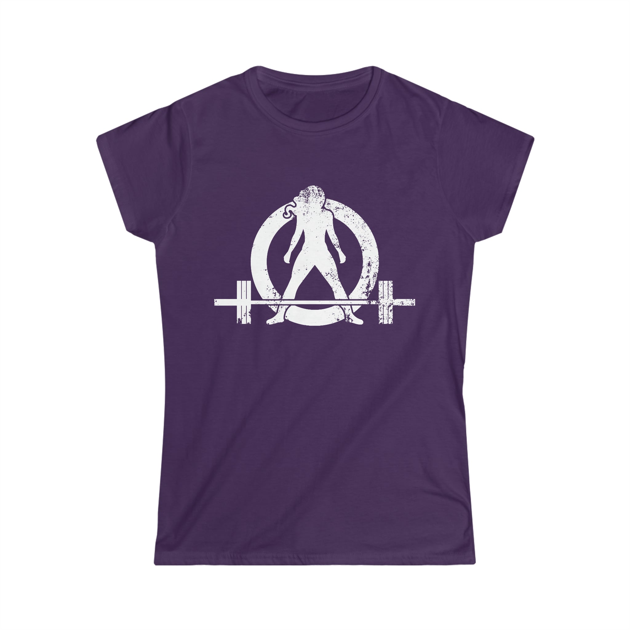 Good Girls Tone, Bad Girls Deadlift - Distressed White Logo - Women's Softstyle Tee