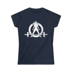 Good Girls Tone, Bad Girls Deadlift - Distressed White Logo - Women's Softstyle Tee