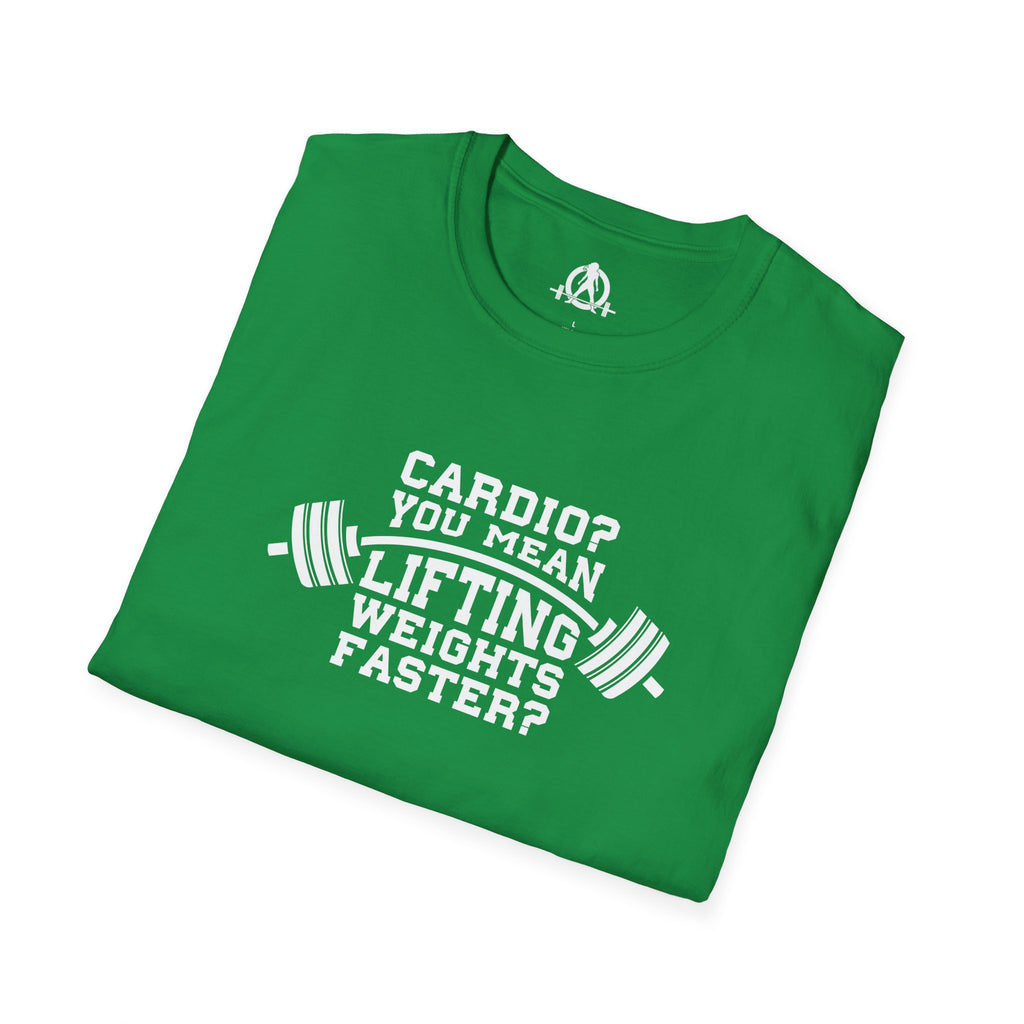 Cardio? Lift Weights Faster - Unisex Softstyle T-Shirt - Front Logo