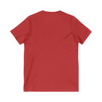 Unisex Jersey Short Sleeve V-Neck Tee -  Distressed Black Logo