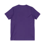 Unisex Jersey Short Sleeve V-Neck Tee -  Distressed Black Logo