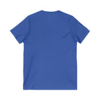 Unisex Jersey Short Sleeve V-Neck Tee -  Distressed Black Logo