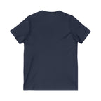 Unisex Jersey Short Sleeve V-Neck Tee -  Distressed Black Logo