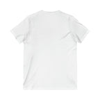 Unisex Jersey Short Sleeve V-Neck Tee -  Distressed Black Logo