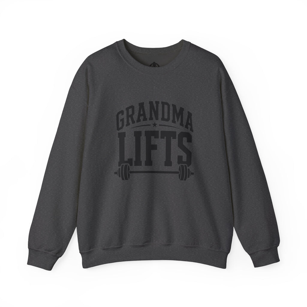 Grandma Lifts - Crewneck Sweatshirt — Front & Back Black Logo