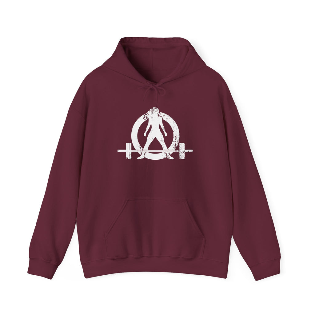Strong Not Skinny - Unisex Heavy Blend Hooded Sweatshirt - White Distressed Logo