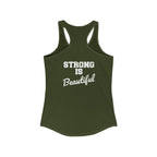 Strong Is Beautiful – Women’s Racerback Tank | Classic Logo, Front & Back