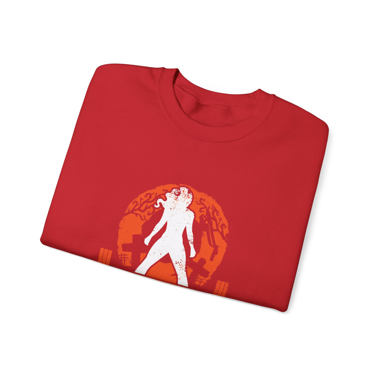 Halloween Graveyard - Unisex Heavy Blend™ Crewneck Sweatshirt - White Logo on Front