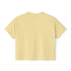 Women's Boxy Tee - Black Distressed Logo Front Plain Back