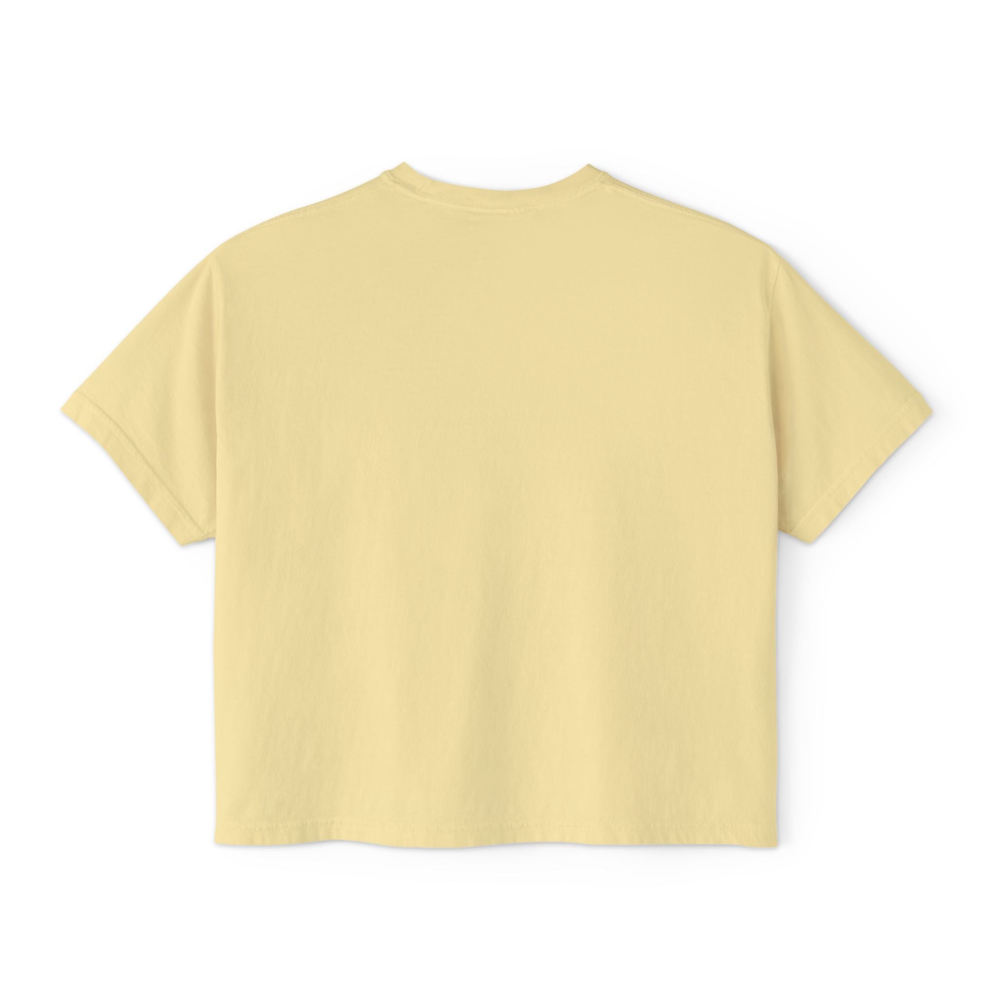 Women's Boxy Tee - Black Distressed Logo Front Plain Back