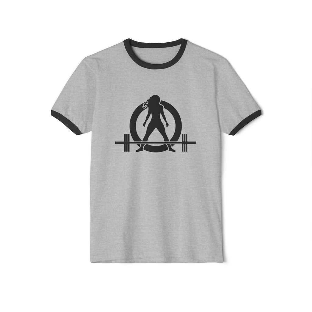 Iron Sharpens Iron - Unisex Cotton Ringer T-Shirt - Black Logo Front Plain Back