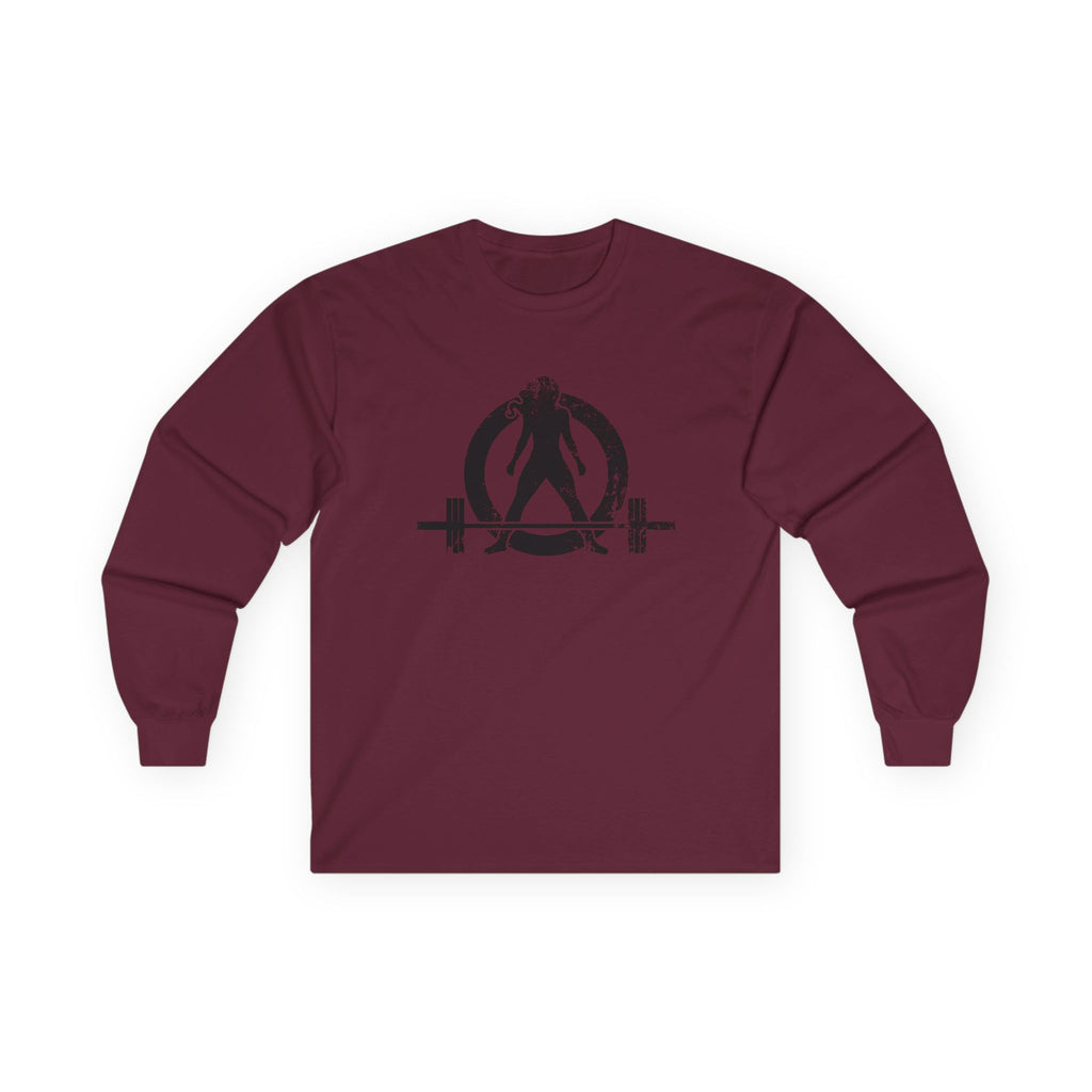 Lift Heavy Run Fast - Ultra Cotton Long Sleeve Tee - Black Logo Front & Back