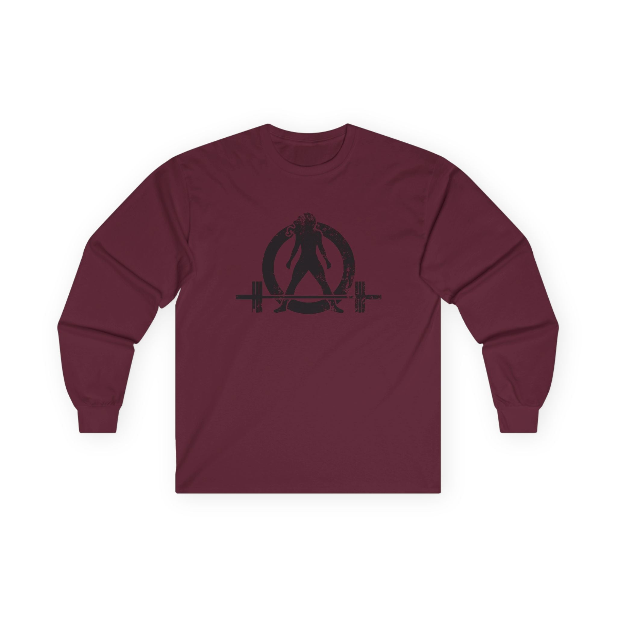 Lift Heavy Run Fast - Ultra Cotton Long Sleeve Tee - Black Logo Front & Back