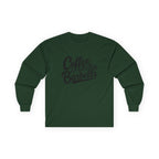 Coffee & Barbells - Unisex Ultra Cotton Long Sleeve Tee - Black Front Logo Plain Back