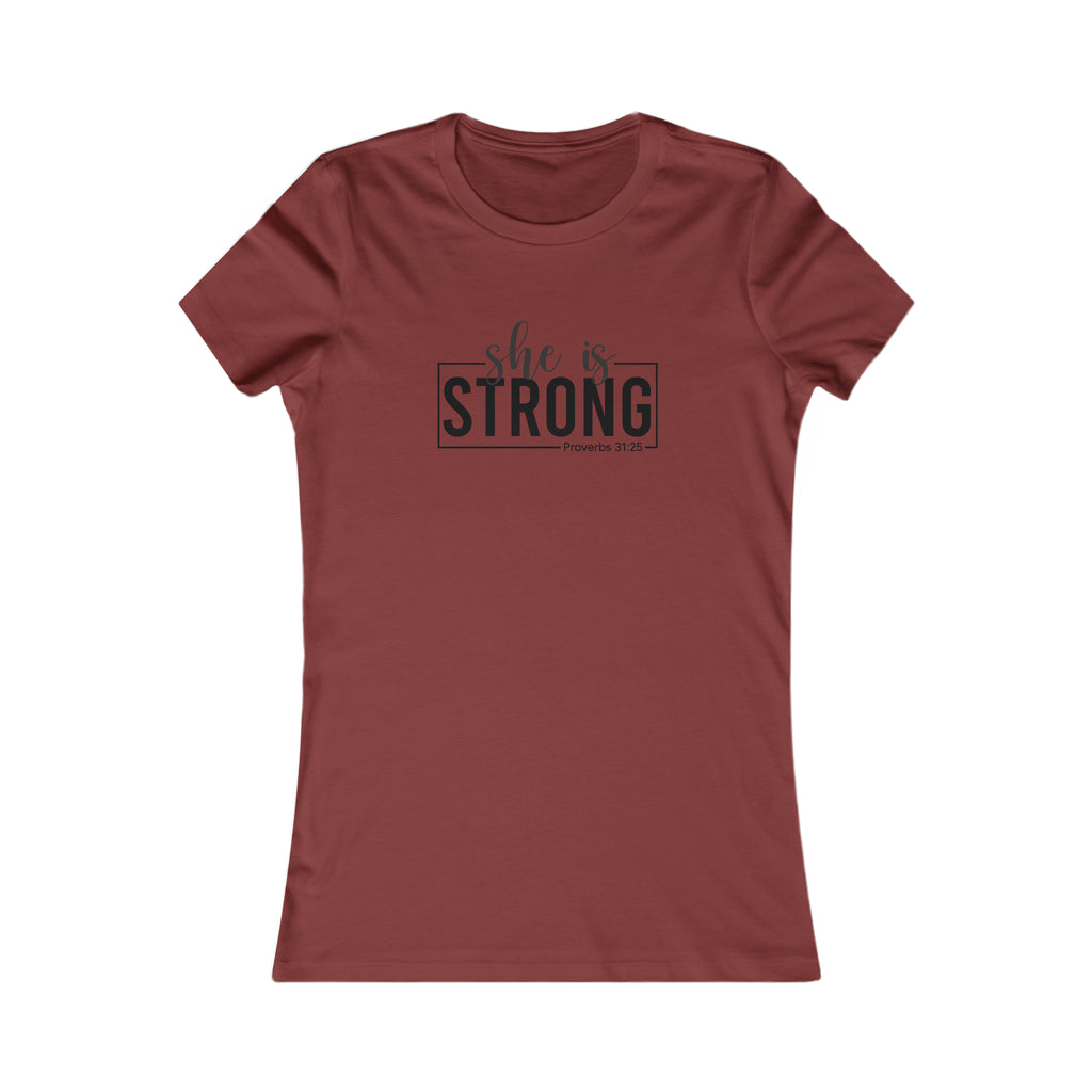 She is STRONG - Women's Favorite Tee - Black Logo - Plain Back