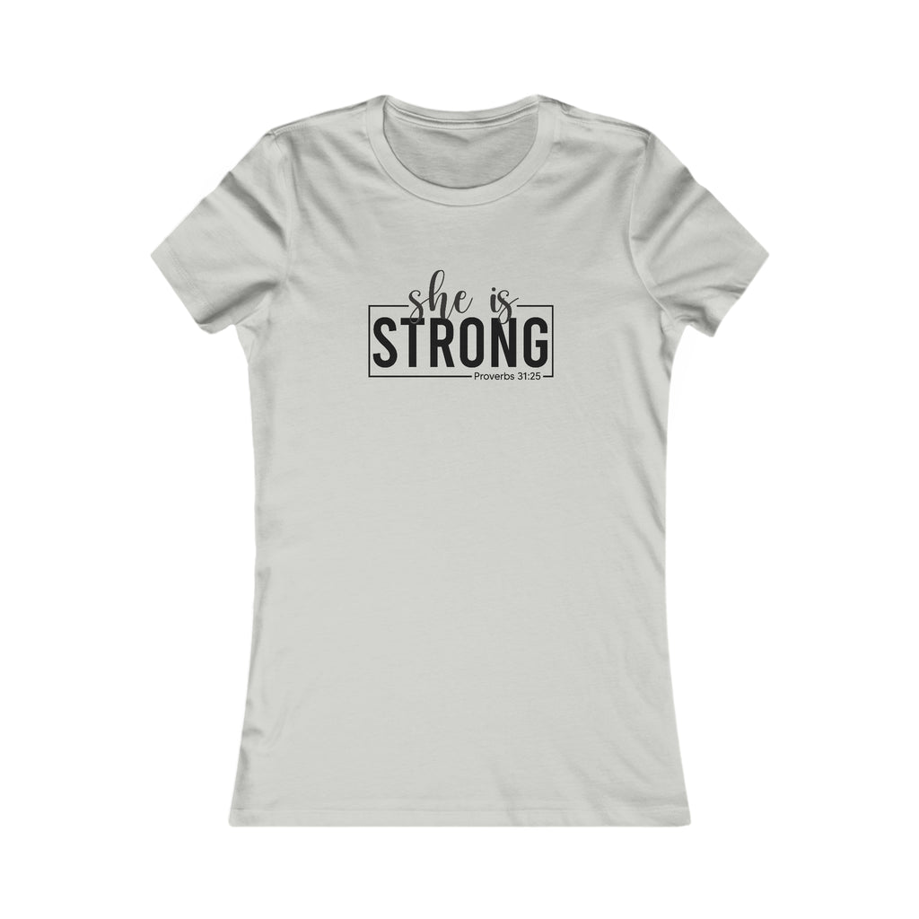 She is STRONG - Women's Favorite Tee - Black Logo - Plain Back