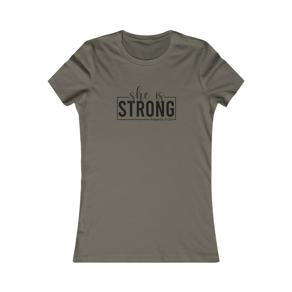 She is STRONG - Women's Favorite Tee - Black Logo - Plain Back
