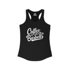 Coffee & Barbells - Women's Ideal Racerback Tank - White Logo Plain Back