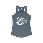 Coffee & Barbells - Women's Ideal Racerback Tank - White Logo Plain Back