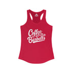 Coffee & Barbells - Women's Ideal Racerback Tank - White Logo Plain Back