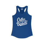 Coffee & Barbells - Women's Ideal Racerback Tank - White Logo Plain Back