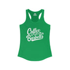 Coffee & Barbells - Women's Ideal Racerback Tank - White Logo Plain Back