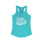 Coffee & Barbells - Women's Ideal Racerback Tank - White Logo Plain Back