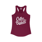 Coffee & Barbells - Women's Ideal Racerback Tank - White Logo Plain Back