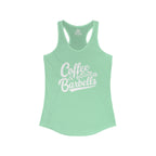Coffee & Barbells - Women's Ideal Racerback Tank - White Logo Plain Back