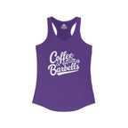 Coffee & Barbells - Women's Ideal Racerback Tank - White Logo Plain Back