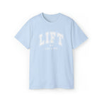 Lift Like A Girl - Unisex Ultra Cotton Tee - Front White Logo - Plain Back