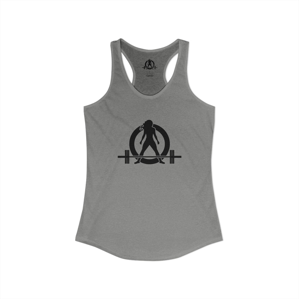 Goal Weight Strong AF - Simple - Women's Ideal Racerback Tank - Black Print Front & Back