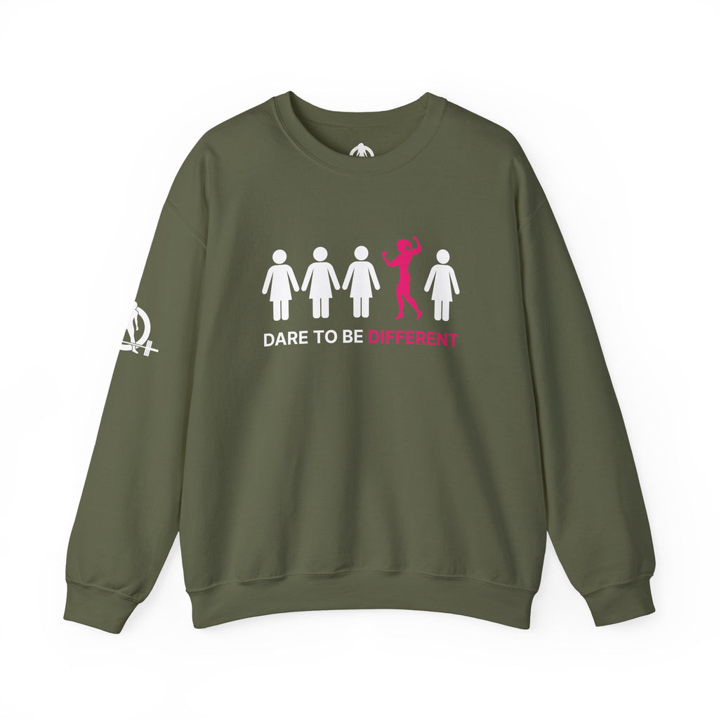 Dare To Be Different - Flex - Unisex Heavy Blend™ Crewneck Sweatshirt - Front  Logo Plain Back
