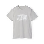 Lift Heavy Shit - Unisex Ultra Cotton Tee - Front White Logo - Plain Back