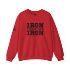 Iron Sharpens Iron - Unisex Heavy Blend™ Crewneck Sweatshirt - Front Black Logo - Plain Back