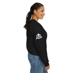 She is STRONG - Unisex Heavy Blend™ Crewneck Sweatshirt - Front White Logo - Plain Back