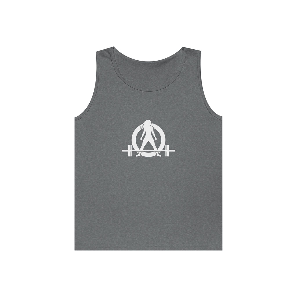 I DON’T WANT TO LOOK SKINNY I WANT TO LOOK LIKE I CAN KICK YOUR ASS – WWLW White Logo Unisex Heavy Cotton Tank Top