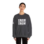 Iron Sharpens Iron - Unisex Heavy Blend™ Crewneck Sweatshirt - Front White Logo - Plain Back