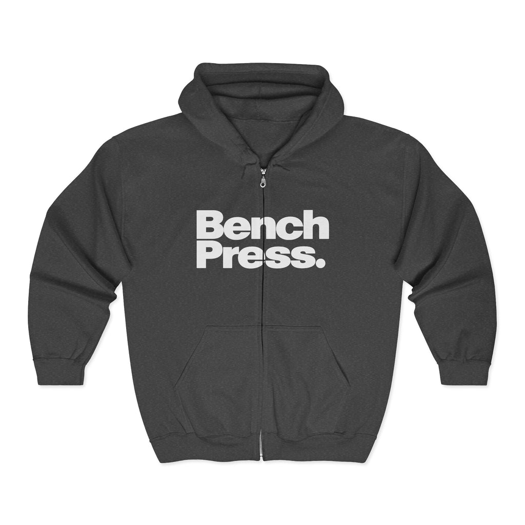 Bench Press Zip Hoodie — Bold Gym Fitness Sweatshirt